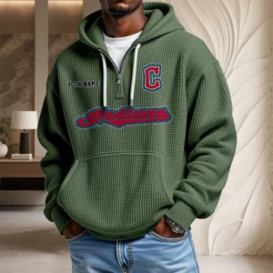 Cleveland Guardians Waffle Knit Hoodie Quarter Zip New 2026 Personalize Name