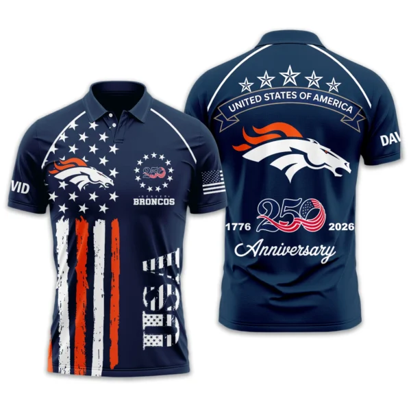 Denver Broncos Polo Shirt x America’s 250th Anniversary Limited Personalize Name