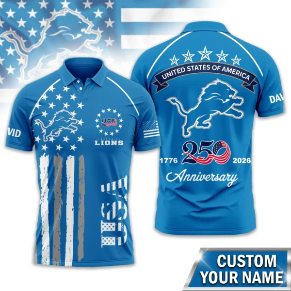 Detroit Lions Polo Shirt x America’s 250th Anniversary Limited Personalize Name