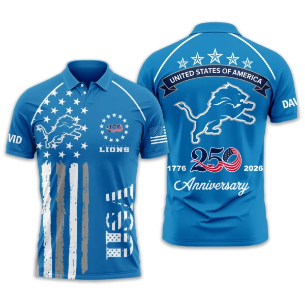 Detroit Lions Polo Shirt x America’s 250th Anniversary Limited Personalize Name