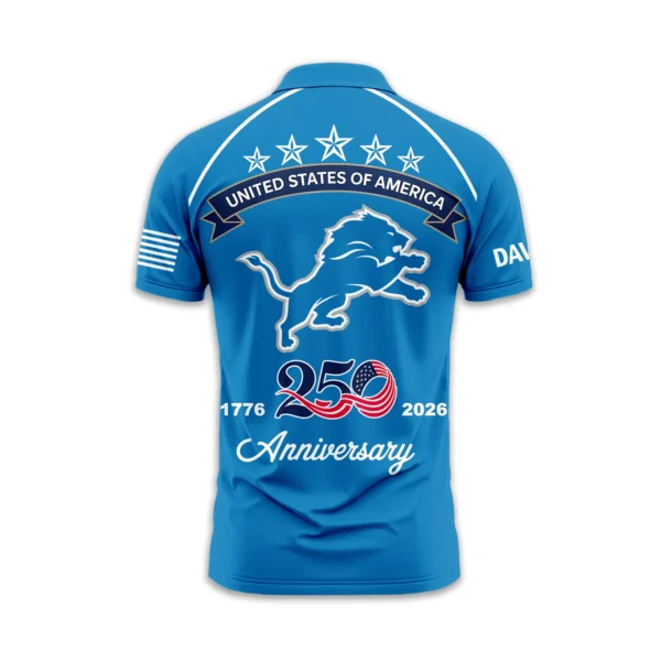 Detroit Lions Polo Shirt x America’s 250th Anniversary Limited Personalize Name
