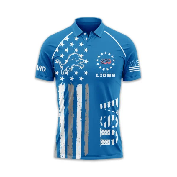 Detroit Lions Polo Shirt x America’s 250th Anniversary Limited Personalize Name
