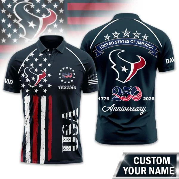 Houston Texans Polo Shirt x America’s 250th Anniversary Limited Personalize Name