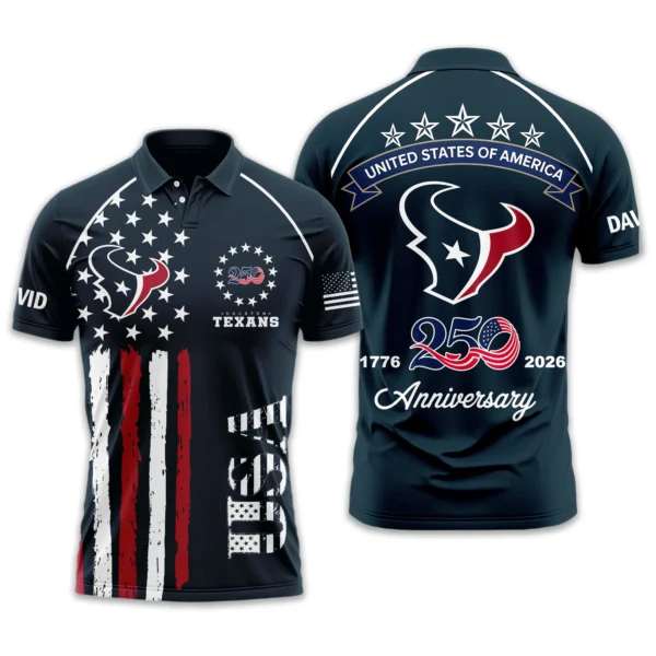 Houston Texans Polo Shirt x America’s 250th Anniversary Limited Personalize Name