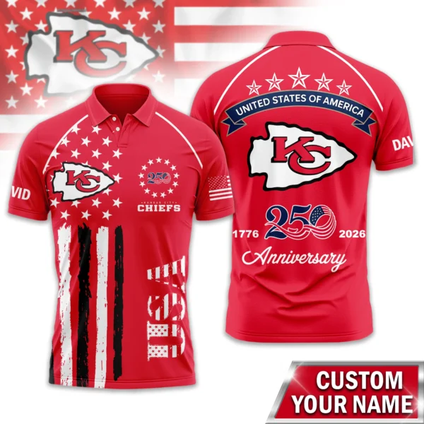 Kansas City Chiefs Polo Shirt x America’s 250th Anniversary Limited Personalize Name
