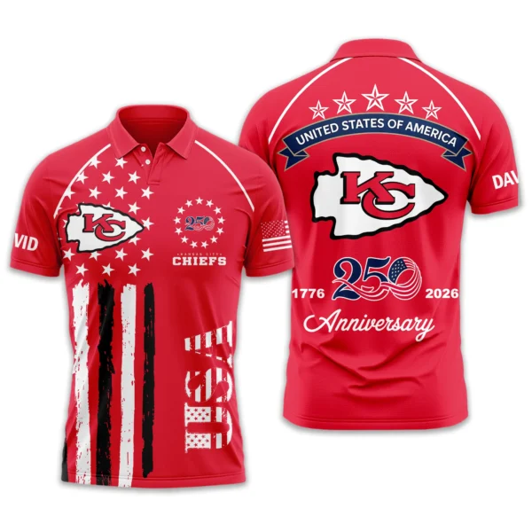 Kansas City Chiefs Polo Shirt x America’s 250th Anniversary Limited Personalize Name