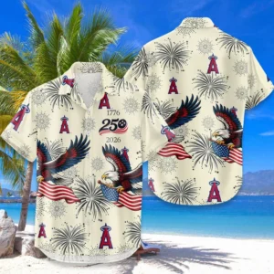 Los Angeles Angels Hawaiian Shirt 2026 Limited Premium Crinkle Textured x 250th Birthday Freedom Anniversary
