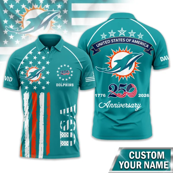 Miami Dolphins Polo Shirt x America’s 250th Anniversary Limited Personalize Name