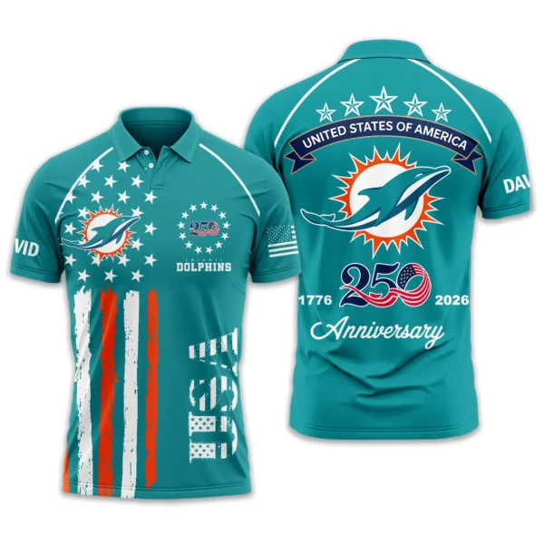 Miami Dolphins Polo Shirt x America’s 250th Anniversary Limited Personalize Name