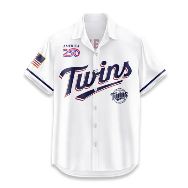 Minnesota Twins Hawaiian Shirt 2026 Limited Edition America’s 250th Anniversary USA Flag Premium Crinkle Textured