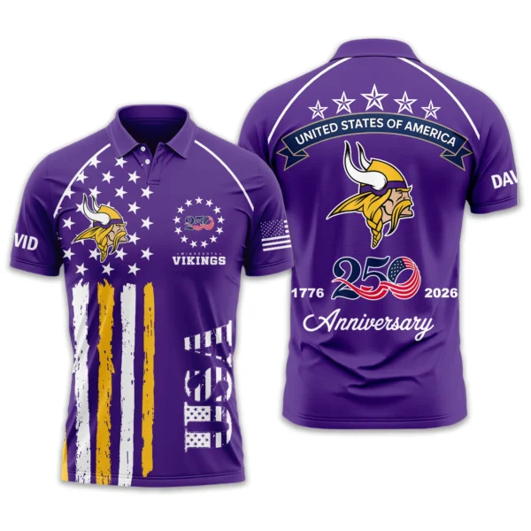 Minnesota Vikings Polo Shirt x America’s 250th Anniversary Limited Personalize Name