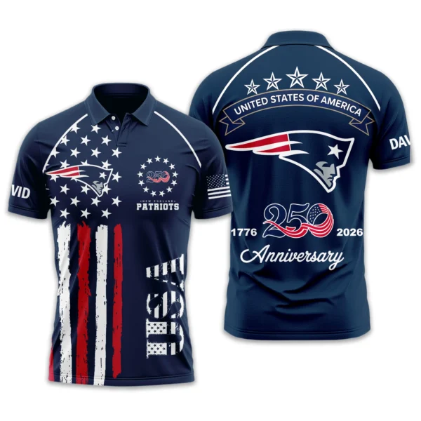 New England Patriots Polo Shirt x America’s 250th Anniversary Limited Personalize Name
