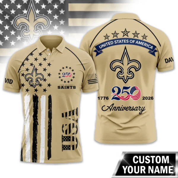 New Orleans Saints Polo Shirt x America’s 250th Anniversary Limited Personalize Name
