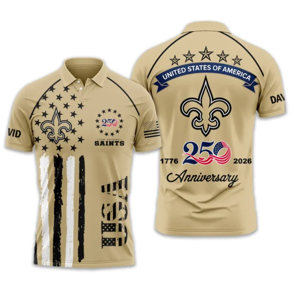 New Orleans Saints Polo Shirt x America’s 250th Anniversary Limited Personalize Name