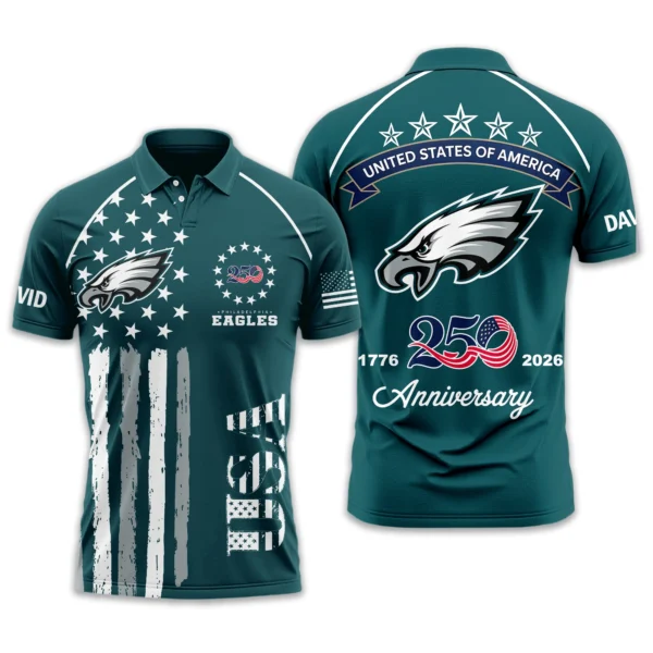 Philadelphia Eagles Polo Shirt x America’s 250th Anniversary Limited Personalize Name