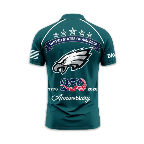 Philadelphia Eagles Polo Shirt x America’s 250th Anniversary Limited Personalize Name