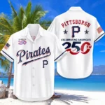 Pittsburgh Pirates Hawaiian Shirt 2026 Limited Edition America’s 250th Anniversary USA Flag Premium Crinkle Textured