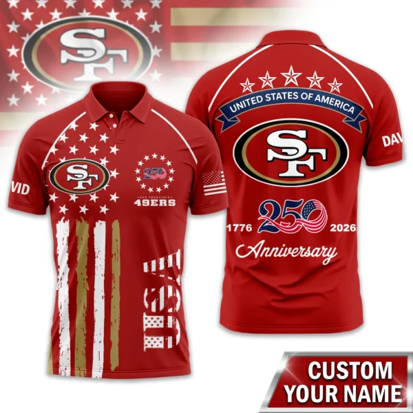 San Francisco 49ers Polo Shirt x America’s 250th Anniversary Limited Personalize Name