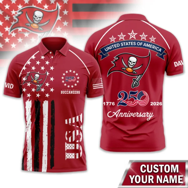 Tampa Bay Buccaneers Polo Shirt x America’s 250th Anniversary Limited Personalize Name