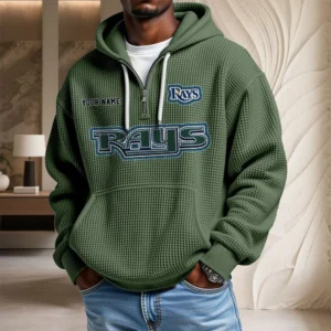 Tampa Bay Rays Waffle Knit Hoodie Quarter Zip New 2026 Personalize Name
