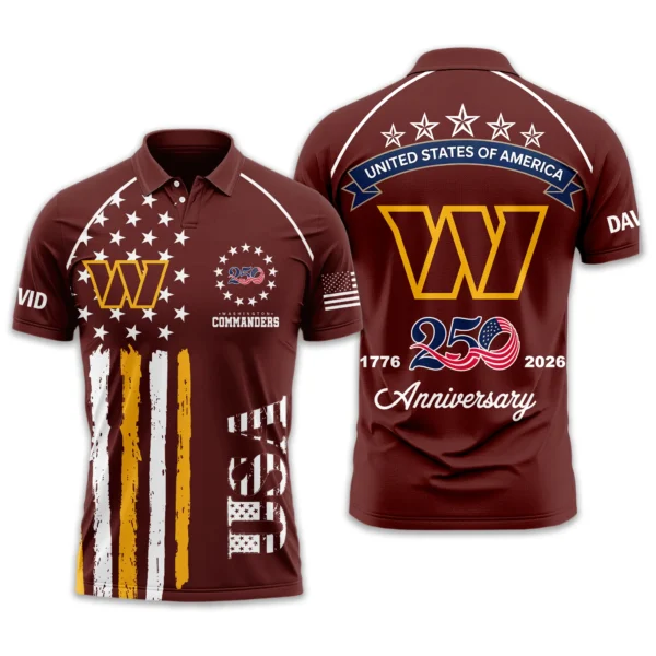 Washington Commanders Polo Shirt x America’s 250th Anniversary Limited Personalize Name