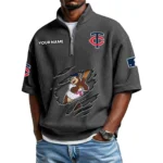 Minnesota Twins Polo Shirt Men Waffle Knit Quarter Zip Limited