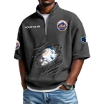 New York Mets Polo Shirt Men Waffle Knit Quarter Zip Limited