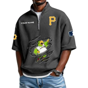 Pittsburgh Pirates Polo Shirt Men Waffle Knit Quarter Zip Limited