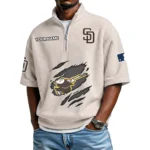 San Diego Padres Polo Shirt Men Waffle Knit Quarter Zip Limited