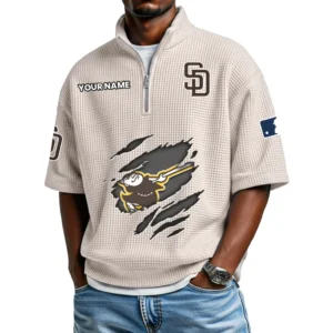 San Diego Padres Polo Shirt Men Waffle Knit Quarter Zip Limited