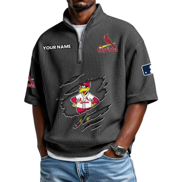 St. Louis Cardinals Polo Shirt Men Waffle Knit Quarter Zip Limited