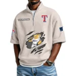 Texas Rangers Polo Shirt Men Waffle Knit Quarter Zip Limited