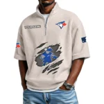 Toronto Blue Jays Polo Shirt Men Waffle Knit Quarter Zip Limited