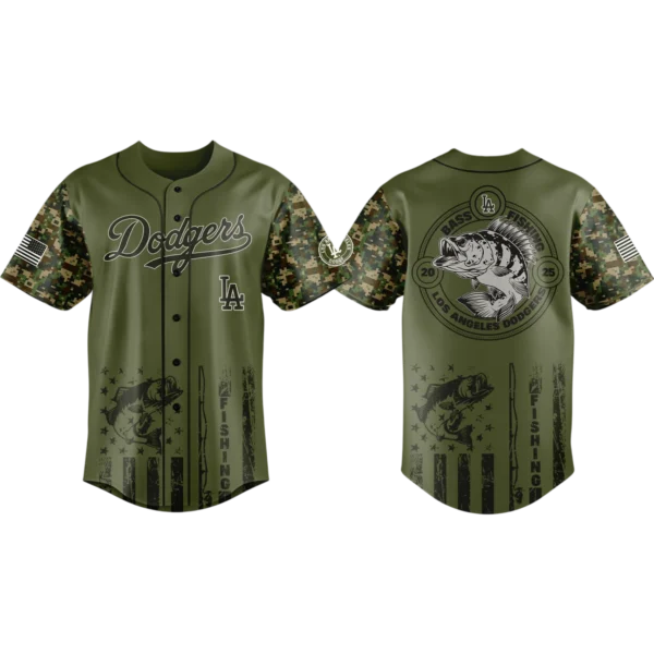 Los Angeles Dodgers Baseball Jersey x Bass Fishing New Limited Premium