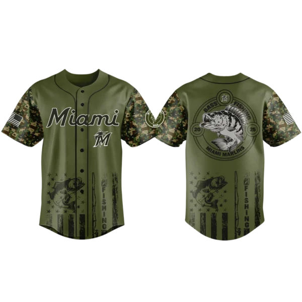 Miami Marlins Baseball Jersey x Bass Fishing New Limited Premium