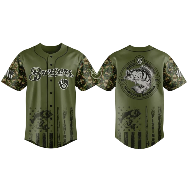 Milwaukee Brewers Baseball Jersey x Bass Fishing New Limited Premium
