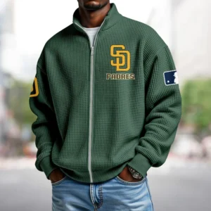 San Diego Padres Sweatshirt Waffle Knit Men’s Full Zip Long Sleeve