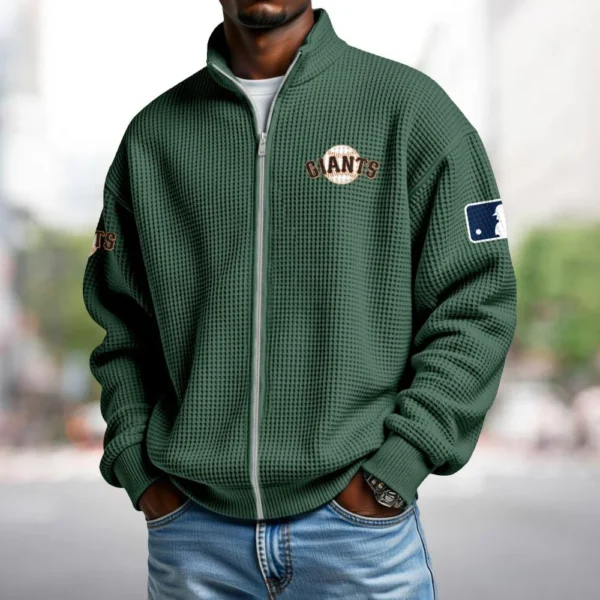 San Francisco Giants Sweatshirt Waffle Knit Men’s Full Zip Long Sleeve