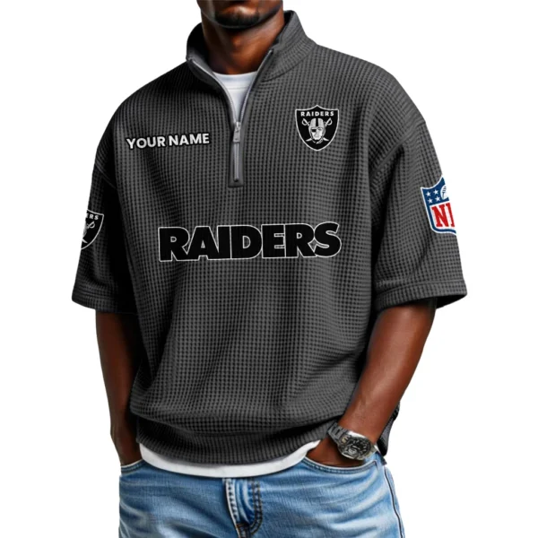 Las Vegas Raiders Polo Shirt 2026 New Men's Quarter Zip Waffle Knit
