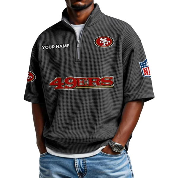 San Francisco 49ers Polo Shirt 2026 New Men's Quarter Zip Waffle Knit