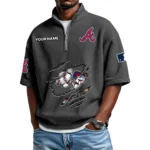 Atlanta Braves Polo Shirt Men Waffle Knit Quarter Zip Limited