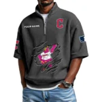 Cleveland Guardians Polo Shirt Men Waffle Knit Quarter Zip Limited
