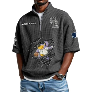 Colorado Rockies Polo Shirt Men Waffle Knit Quarter Zip Limited