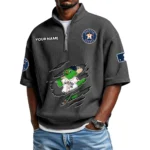 Houston Astros Polo Shirt Men Waffle Knit Quarter Zip Limited