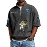 Kansas City Royals Polo Shirt Men Waffle Knit Quarter Zip Limited