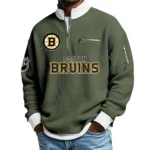 Boston Bruins Sweatshirt Waffle Knit Quarter-Zip Stand Collar 2026 Limited Personalize Name