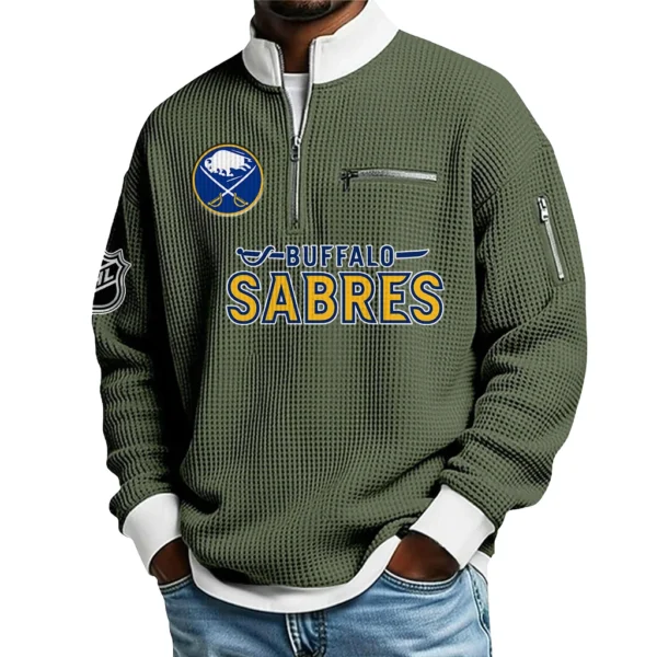 Buffalo Sabres Sweatshirt Waffle Knit Quarter-Zip Stand Collar 2026 Limited Personalize Name