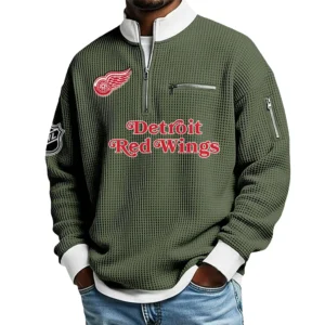 Detroit Red Wings Sweatshirt Waffle Knit Quarter-Zip Stand Collar 2026 Limited Personalize Name