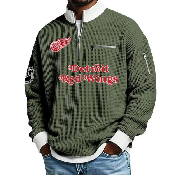 Detroit Red Wings Sweatshirt Waffle Knit Quarter-Zip Stand Collar 2026 Limited Personalize Name