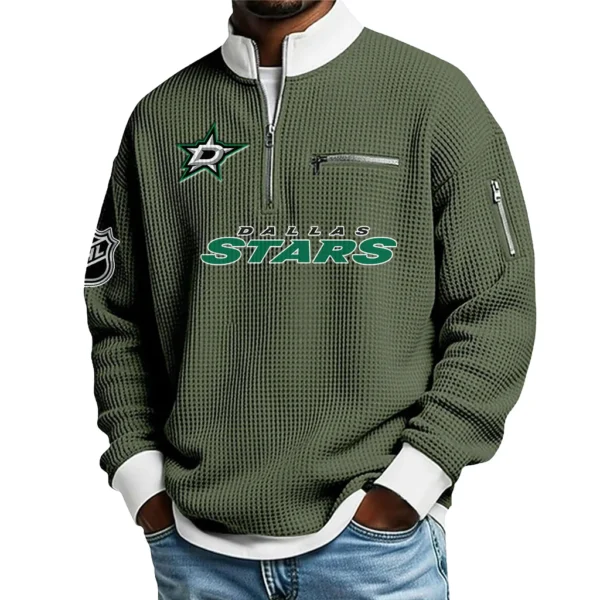 Dallas Stars Sweatshirt Waffle Knit Quarter-Zip Stand Collar 2026 Limited Personalize Name
